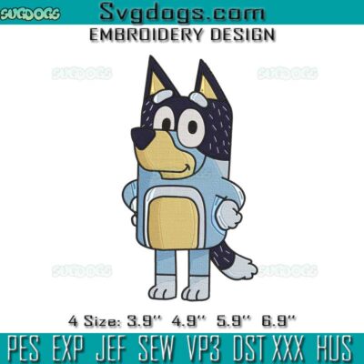 Bluey Cartoon Embroidery, Bluey Dog Embroidery