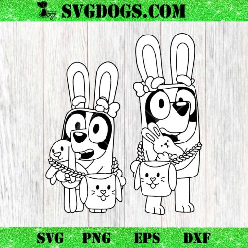 Bluey Easter Day SVG, Bluey And Bingo Easter Bunny SVG PNG EPS DXF
