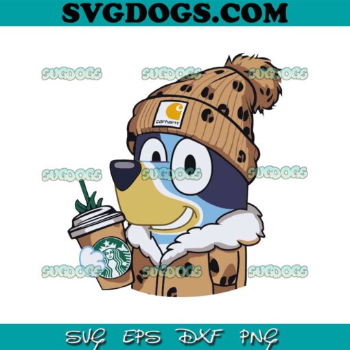 Bluey Leopard Drink Starbuck SVG, Carhartt Bluey Starbucks Coffee SVG EPS PNG DXF