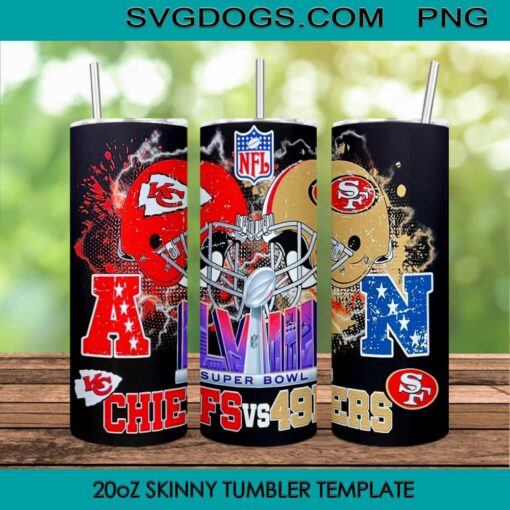 Chiefs vs 49ers Super Bowl LVIII 20oz Tumbler Wrap PNG File