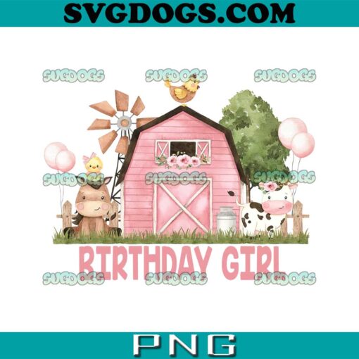 Farm Birthday Girl PNG, Pink Farm Birthday PNG