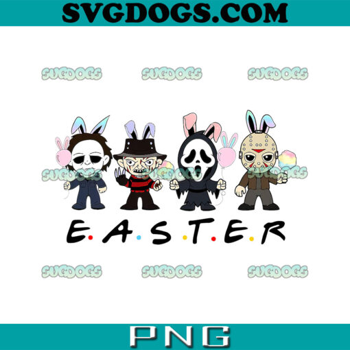 Happy Easter Horror PNG, Scary Horror Bunny Hunting Eggs PNG