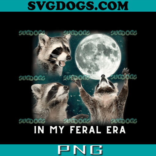 In My Feral Era Racoons Howling At The Moon PNG, Racoons Meme PNG