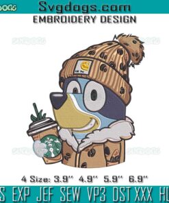 Leopard Bluey Starbuck Embroidery, Bluey Carhartt Starbucks Coffee Embroidery
