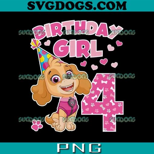 Paw Patrol Skye 4th Birthday PNG, Paw Patrol Skye PNG, Birthday Girl PNG