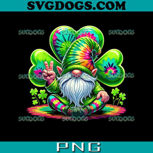 Shamrock Tie Dye Gnome St Patrick’s Day PNG, Gnome Shamrock PNG