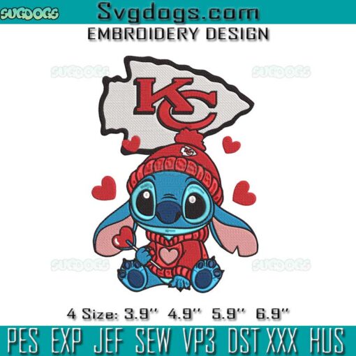 Stitch Valentine Candy Heart Kansas City Chiefs Embroidery, Stitch KC Chiefs Embroidery