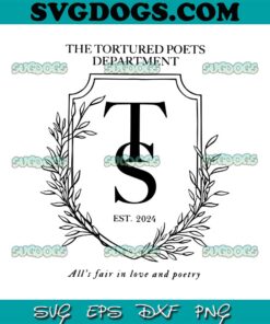 The Tortured Poets Department Emblem Crest SVG, Taylor Swift TTPD Album SVG, All’s Fair In Love And Poetry Swiftie SVG PNG DXF EPS