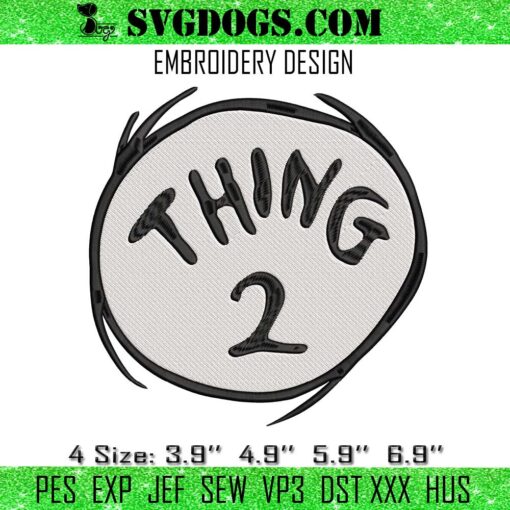 Thing 2 Embroidery, Dr Seuss Embroidery
