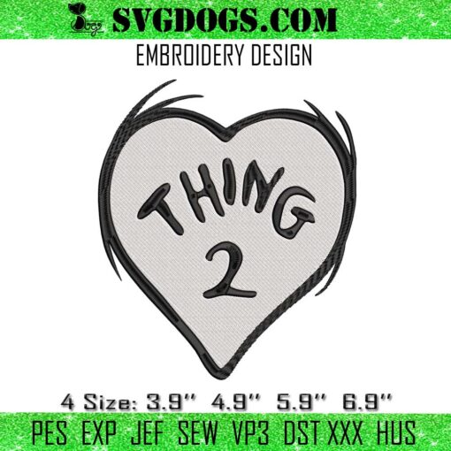 Thing 2 Heart Embroidery, Dr Seuss Embroidery