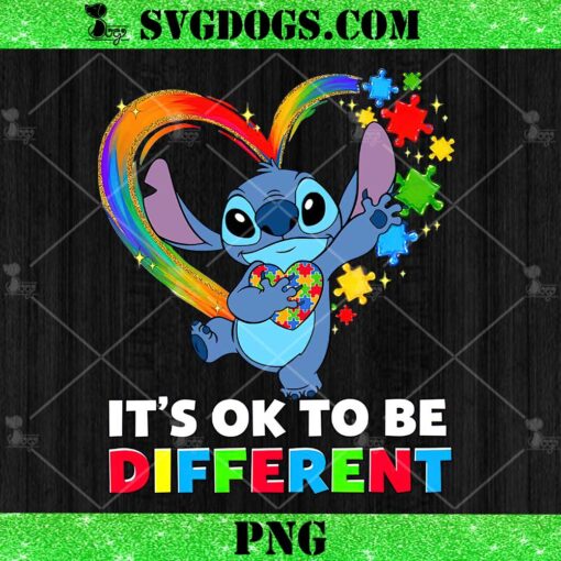 Autism Awareness Disney Stitch PNG, Its Ok To Be Different PNG