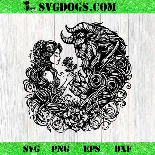 Beauty And the Beast Mandala SVG File Cut, Disney Belle SVG PNG DXF EPS