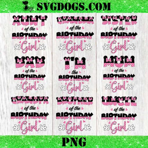 Birthday Girl Mouse Family PNG Bundle, Birthday Family PNG