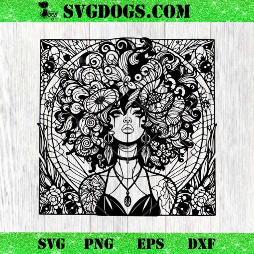 Black Girl Mandala SVG PNG EPS DXF