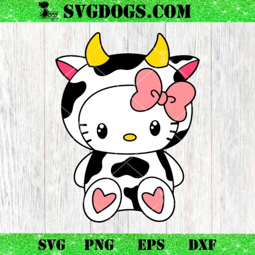 Cute Cow Heart Kitty SVG, Hello Kawaii SVG PNG EPS DXF