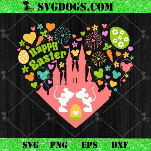 Disney Happy Easter Mickey Minnie Castle SVG, Heart Disney Castle Easter Day SVG PNG EPS DXF