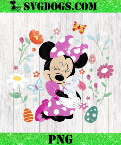 Disney Minnie Mouse Easter Spring Wildflower Bunny Hug PNG, Minnie Mouse Easter PNG