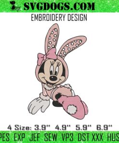 Easter Bunny Minnie Embroidery, Minnie Mouse Rabbit Embroidery File