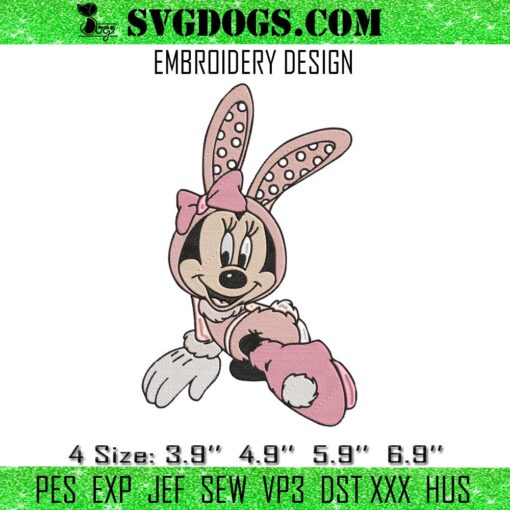 Easter Bunny Minnie Embroidery, Minnie Mouse Rabbit Embroidery File