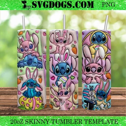 Easter Stitch 20oz Tumbler Wrap PNG, Stitch Bunny 20oz Tumbler Wrap PNG File