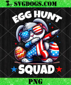Egg Hunt Squad PNG, American Flag With Cute Rabbit PNG