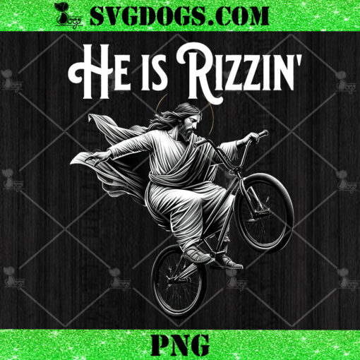 Funny He is Rizzin Jesus Riding PNG, Bicycle Rizz PNG