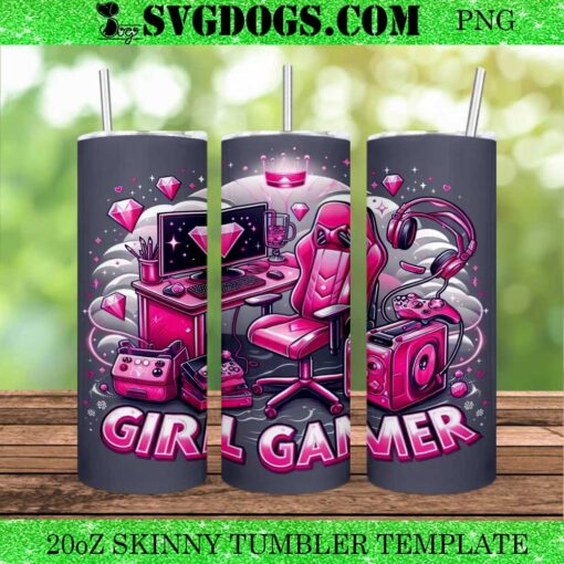 Girl Gamer 20oz Tumbler Wrap PNG File