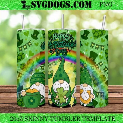 Gnome St Patricks Day 20oz Tumbler Wrap PNG File