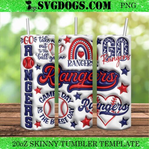 Go Rangers 20oz Tumbler Wrap PNG, MLB Texas Rangers 20oz Tumbler Wrap PNG File