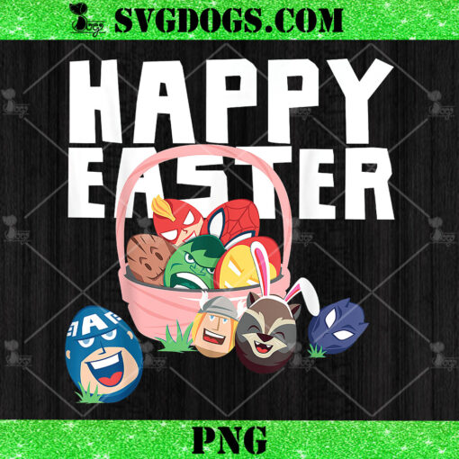 Happy Easter Marvel Avengers Characters PNG, Group Eggs Marvel Superheroes PNG