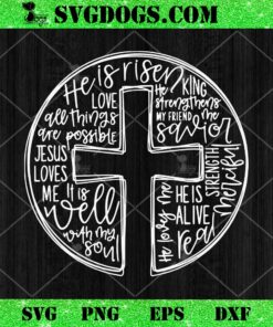 He Is Risen Christian Cross Easter SVG, Easter Cross SVG PNG EPS DXF