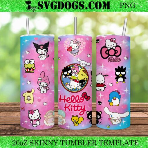 Hello Kitty And Friends 20oz Tumbler Wrap PNG, Kawaii Kitty 20oz Tumbler Wrap PNG File