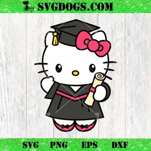 Hello Kitty Graduation SVG, Kitty Senior SVG, Graduation Kawaii Kitty SVG PNG DXF EPS