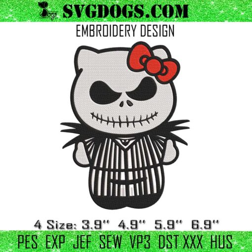 Jack Skellington Kitty Embroidery, Hello Kitty Nightmare Embroidery