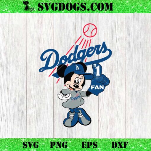 Minnie Mouse Dodgers Fan Baseball SVG, Los Angeles Dodgers SVG PNG DXF EPS