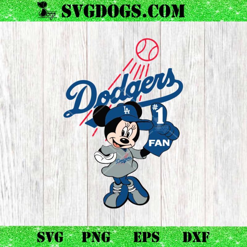 Minnie Mouse Dodgers Fan Baseball SVG