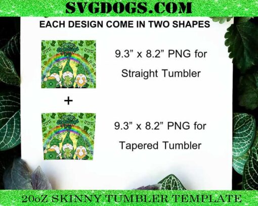 Gnome St Patricks Day 20oz Tumbler Wrap PNG File