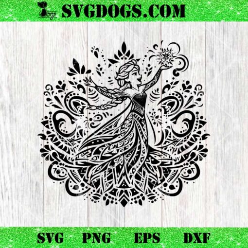 Princess Elsa Mandala SVG, Frozen SVG PNG DXF EPS