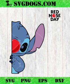 Red Nose Day Peeking Stitch SVG, Red Nose 2024 SVG PNG EPS DXF