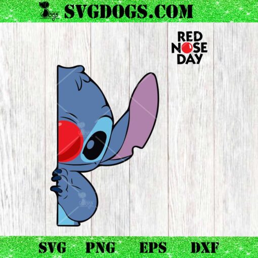 Red Nose Day Peeking Stitch SVG, Red Nose 2024 SVG PNG EPS DXF