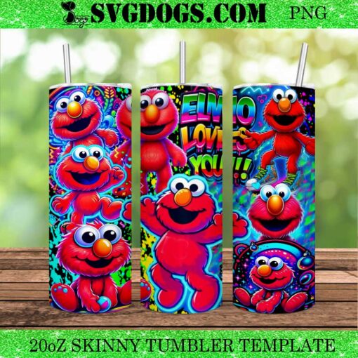 Sesame Street 20oz Tumbler Wrap PNG, Elmo Loves You 20oz Tumbler Wrap PNG File