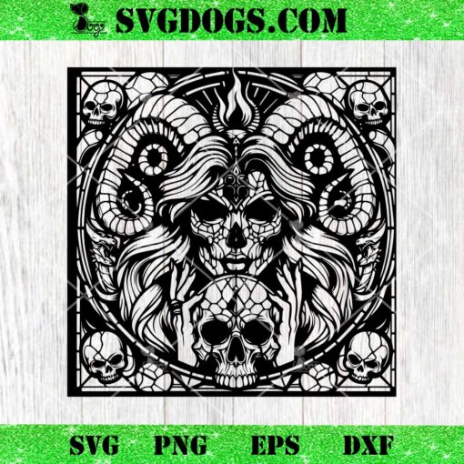 Skull With Curved Horns And Tusks Mandala SVG, Skull SVG PNG DXF EPS