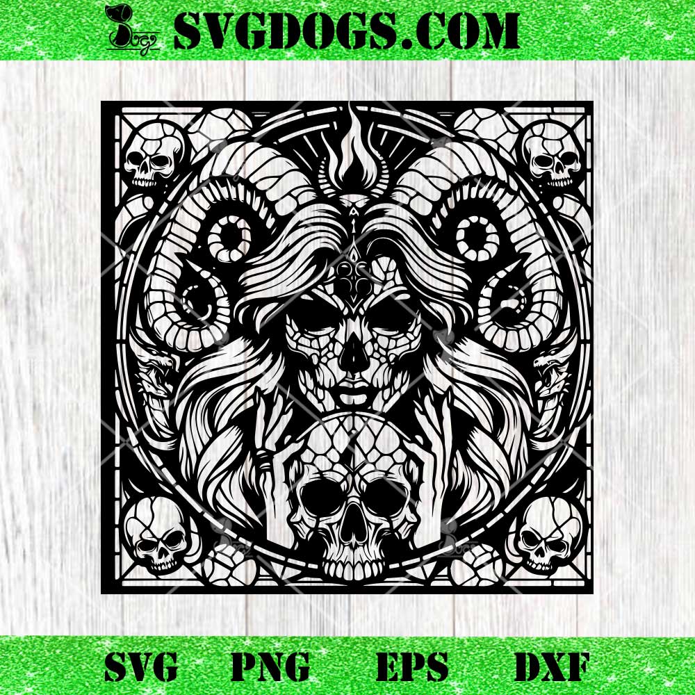 Skull With Curved Horns And Tusks Mandala SVG, Skull SVG PNG DXF EPS Skull With Curved Horns And Tusks Mandala SVG, Skull SVG PNG DXF EPS