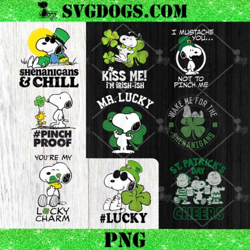 Snoopy St Patrick’s Day PNG Bundle, Snoopy Lucky Charm Clover PNG