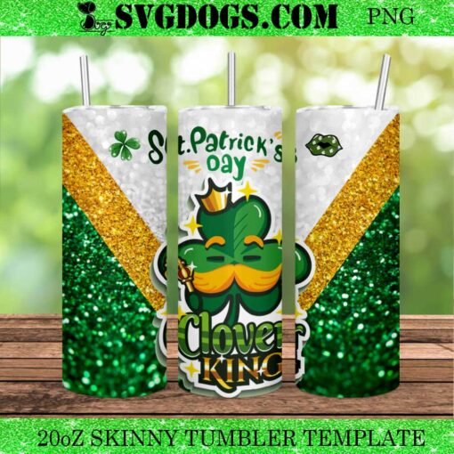 St Patrick Day Clover King 20oz Tumbler Wrap PNG File