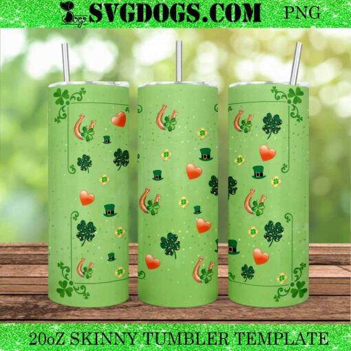 St Patrick’s Day Clover Green Background 20oz Tumbler Wrap PNG, Shamrock 20oz Tumbler Wrap PNG File