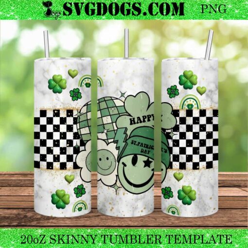 St Patricks Smiley Face 20oz Tumbler Wrap PNG File