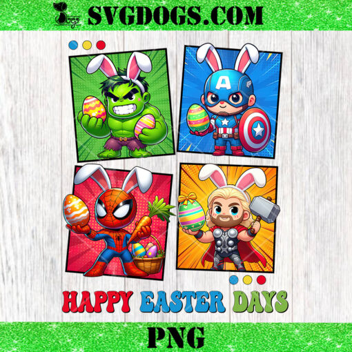 Superhero Avengers Happy Easter Days PNG, Marvel Superheroes Bunny Easter PNG