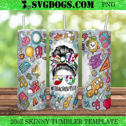 Teacher Life 20oz Tumbler Wrap PNG File