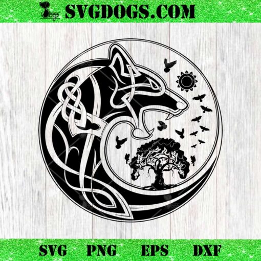 Wolf And Raven Mandala SVG, Vikings SVG PNG EPS DXF